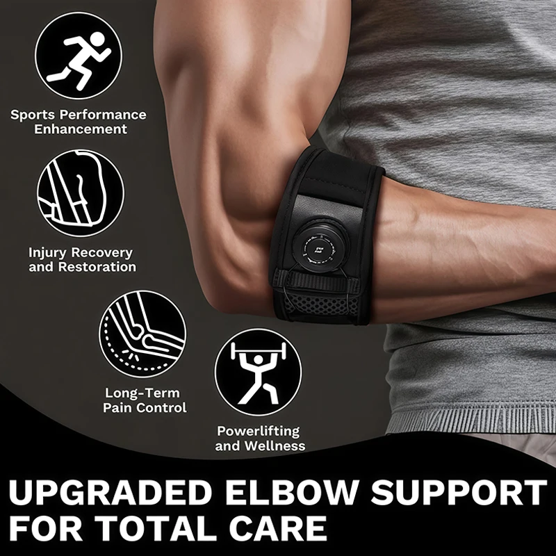 Badminton Materi - Verstelbare elleboogbrace met siliconen pad, compressie,