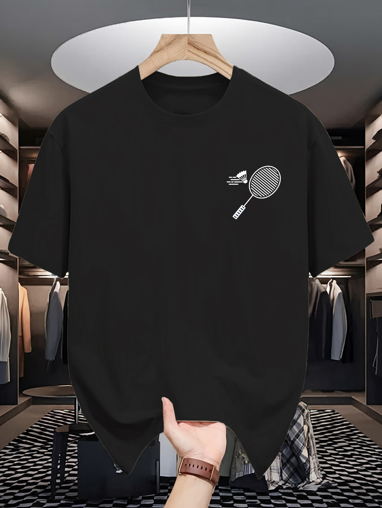 Heren T-shirt met ronde hals,  - Badminton Wallpaper recensie en prijs